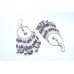 Bead Earrings Silver 925 Sterling Dangle Drop Women Amethyst Stone Handmade B582